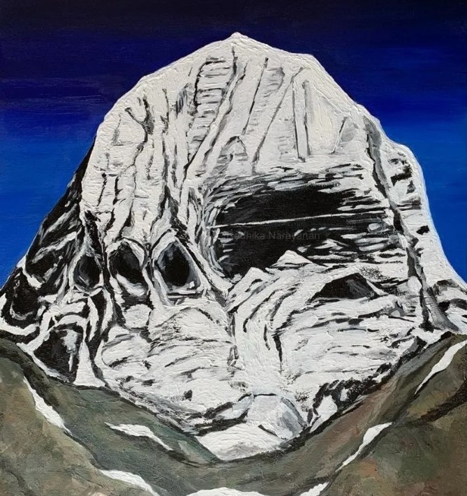 'Mount Kasilash' - a rare landscape from Sparsha by Radhika - Paintings for Sale in Bengaluru