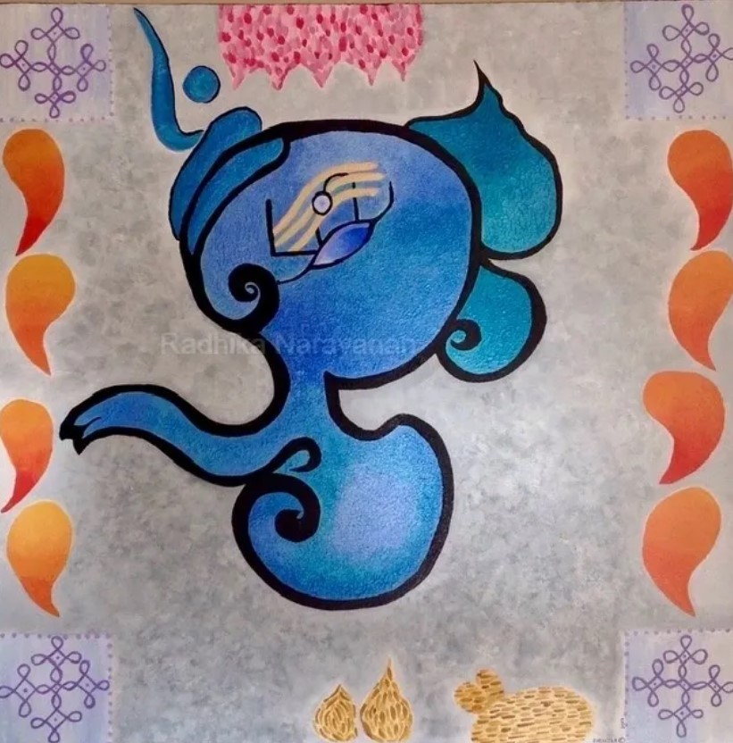 'Om Panchabhutha Ganesha' - - A customised painting from Sparsha by Radhika - Paintings for sale in Bengaluru